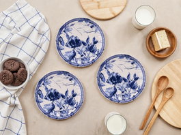 Hermia Juego de Platos para Postre Heaven Blue, 6 Piezas, Azul y Blanco